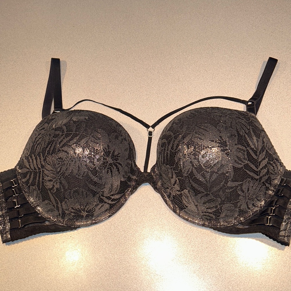 Victoria's Secret Black Shimmer Lace Bra